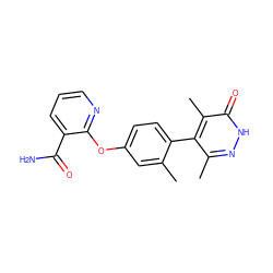 Cc1cc(Oc2ncccc2C(N)=O)ccc1-c1c(C)n[nH]c(=O)c1C ZINC000261145862