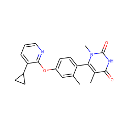 Cc1cc(Oc2ncccc2C2CC2)ccc1-c1c(C)c(=O)[nH]c(=O)n1C ZINC000220965809