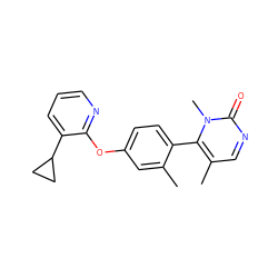 Cc1cc(Oc2ncccc2C2CC2)ccc1-c1c(C)cnc(=O)n1C ZINC000261084077