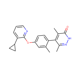 Cc1cc(Oc2ncccc2C2CC2)ccc1-c1c(C)n[nH]c(=O)c1C ZINC000220989103