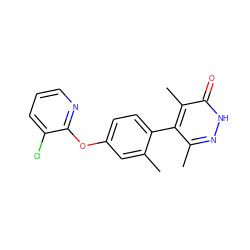 Cc1cc(Oc2ncccc2Cl)ccc1-c1c(C)n[nH]c(=O)c1C ZINC000220989279