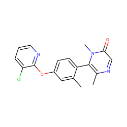 Cc1cc(Oc2ncccc2Cl)ccc1-c1c(C)ncc(=O)n1C ZINC000261079121