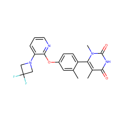 Cc1cc(Oc2ncccc2N2CC(F)(F)C2)ccc1-c1c(C)c(=O)[nH]c(=O)n1C ZINC000261173095