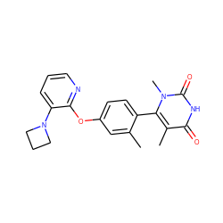 Cc1cc(Oc2ncccc2N2CCC2)ccc1-c1c(C)c(=O)[nH]c(=O)n1C ZINC000261105823