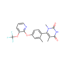 Cc1cc(Oc2ncccc2OC(F)(F)F)ccc1-c1c(C)c(=O)[nH]c(=O)n1C ZINC000261172652