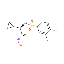 Cc1cc(S(=O)(=O)N[C@@H](C(=O)NO)C2CC2)ccc1F ZINC000014946082