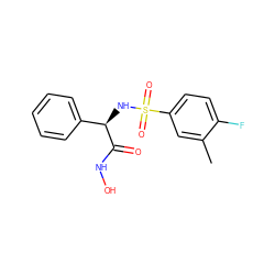 Cc1cc(S(=O)(=O)N[C@@H](C(=O)NO)c2ccccc2)ccc1F ZINC000014946086