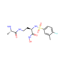 Cc1cc(S(=O)(=O)N[C@H](CCNC(=O)[C@H](C)N)C(=O)NO)ccc1F ZINC000014946096