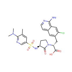 Cc1cc(S(=O)(=O)N[C@H]2CCN([C@H](Cc3cc4ccnc(N)c4cc3Cl)C(=O)O)C2=O)cnc1N(C)C ZINC000142571021