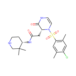 Cc1cc(S(=O)(=O)N2C=CNC(=O)[C@H]2CC(=O)N[C@H]2CCNCC2(C)C)c(C)cc1Cl ZINC000082155787