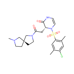 Cc1cc(S(=O)(=O)N2C=CNC(=O)[C@H]2CC(=O)N2CC[C@]3(CCN(C)C3)C2)c(C)cc1Cl ZINC000073164328