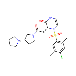 Cc1cc(S(=O)(=O)N2C=CNC(=O)[C@H]2CC(=O)N2CC[C@H](N3CCCC3)C2)c(C)cc1Cl ZINC000073163243