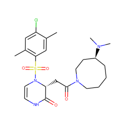 Cc1cc(S(=O)(=O)N2C=CNC(=O)[C@H]2CC(=O)N2CCCC[C@H](N(C)C)CC2)c(C)cc1Cl ZINC000073164319