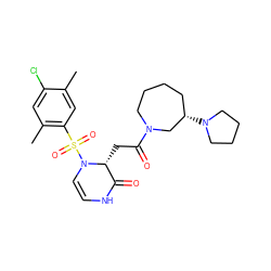 Cc1cc(S(=O)(=O)N2C=CNC(=O)[C@H]2CC(=O)N2CCCC[C@H](N3CCCC3)C2)c(C)cc1Cl ZINC000073163101