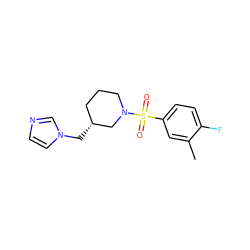 Cc1cc(S(=O)(=O)N2CCC[C@@H](Cn3ccnc3)C2)ccc1F ZINC000653912787