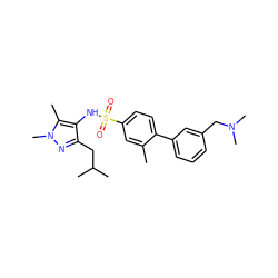 Cc1cc(S(=O)(=O)Nc2c(CC(C)C)nn(C)c2C)ccc1-c1cccc(CN(C)C)c1 ZINC000199942513