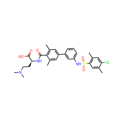 Cc1cc(S(=O)(=O)Nc2cccc(-c3cc(C)c(C(=O)N[C@@H](CCN(C)C)C(=O)O)c(C)c3)c2)c(C)cc1Cl ZINC000095577426