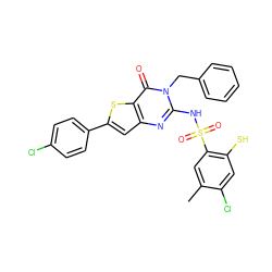 Cc1cc(S(=O)(=O)Nc2nc3cc(-c4ccc(Cl)cc4)sc3c(=O)n2Cc2ccccc2)c(S)cc1Cl ZINC000101530857