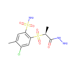 Cc1cc(S(N)(=O)=O)c(S(=O)(=O)[C@@H](C)C(=O)NN)cc1Cl ZINC000034799867