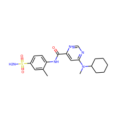 Cc1cc(S(N)(=O)=O)ccc1NC(=O)c1cc(N(C)C2CCCCC2)ncn1 ZINC000049054711