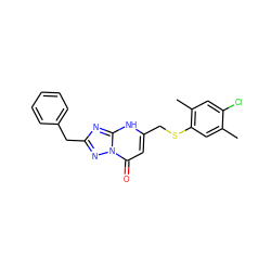 Cc1cc(SCc2cc(=O)n3nc(Cc4ccccc4)nc3[nH]2)c(C)cc1Cl ZINC000103236971