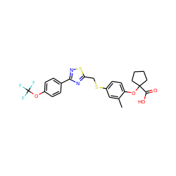 Cc1cc(SCc2nc(-c3ccc(OC(F)(F)F)cc3)ns2)ccc1OC1(C(=O)O)CCCC1 ZINC000028710199