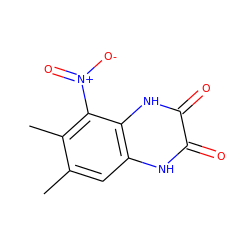 Cc1cc2[nH]c(=O)c(=O)[nH]c2c([N+](=O)[O-])c1C ZINC000000006308