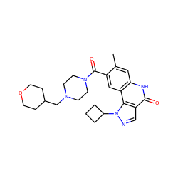 Cc1cc2[nH]c(=O)c3cnn(C4CCC4)c3c2cc1C(=O)N1CCN(CC2CCOCC2)CC1 ZINC000261094120