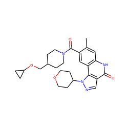 Cc1cc2[nH]c(=O)c3cnn(C4CCOCC4)c3c2cc1C(=O)N1CCC(COC2CC2)CC1 ZINC000113902297