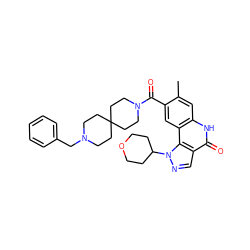 Cc1cc2[nH]c(=O)c3cnn(C4CCOCC4)c3c2cc1C(=O)N1CCC2(CCN(Cc3ccccc3)CC2)CC1 ZINC000261182018