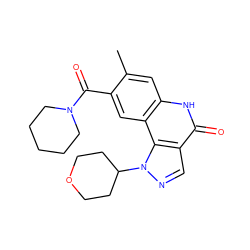 Cc1cc2[nH]c(=O)c3cnn(C4CCOCC4)c3c2cc1C(=O)N1CCCCC1 ZINC000261091648