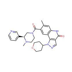 Cc1cc2[nH]c(=O)c3cnn(C4CCOCC4)c3c2cc1C(=O)N1CCN(C)[C@@H](c2cccnc2)C1 ZINC000113902066