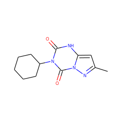 Cc1cc2[nH]c(=O)n(C3CCCCC3)c(=O)n2n1 ZINC000038302893