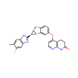 Cc1cc2[nH]c([C@@H]3[C@H]4c5cc(Oc6ccnc7c6CCC(=O)N7)ccc5O[C@@H]34)nc2cc1F ZINC000150303397