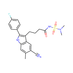 Cc1cc2[nH]c(-c3ccc(F)cc3)c(CCCC(=O)NS(=O)(=O)N(C)C)c2cc1C#N ZINC000029041484