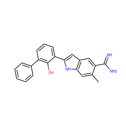 Cc1cc2[nH]c(-c3cccc(-c4ccccc4)c3O)cc2cc1C(=N)N ZINC000013864742