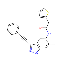 Cc1cc2[nH]nc(C#Cc3ccccc3)c2cc1NC(=O)Cc1cccs1 ZINC000049112711