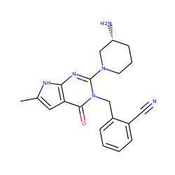 Cc1cc2c(=O)n(Cc3ccccc3C#N)c(N3CCC[C@@H](N)C3)nc2[nH]1 ZINC000084617906