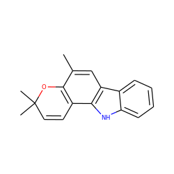 Cc1cc2c([nH]c3ccccc32)c2c1OC(C)(C)C=C2 ZINC000001615142