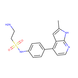 Cc1cc2c(-c3ccc(NS(=O)(=O)CCN)cc3)ccnc2[nH]1 ZINC000040943162