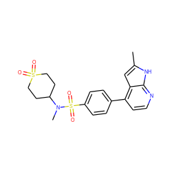 Cc1cc2c(-c3ccc(S(=O)(=O)N(C)C4CCS(=O)(=O)CC4)cc3)ccnc2[nH]1 ZINC000040940499