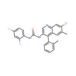 Cc1cc2c(-c3ccccc3C)c(NC(=O)Nc3ccc(F)cc3F)cnc2cc1Cl ZINC000013737646