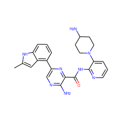 Cc1cc2c(-c3cnc(N)c(C(=O)Nc4ncccc4N4CCC(N)CC4)n3)cccc2[nH]1 ZINC001772608034