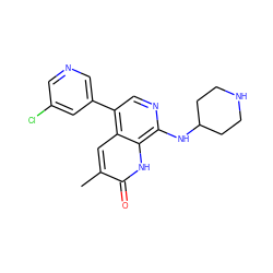 Cc1cc2c(-c3cncc(Cl)c3)cnc(NC3CCNCC3)c2[nH]c1=O ZINC000473128046