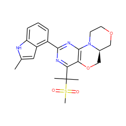 Cc1cc2c(-c3nc4c(c(C(C)(C)S(C)(=O)=O)n3)OC[C@@H]3COCCN43)cccc2[nH]1 ZINC000218321699