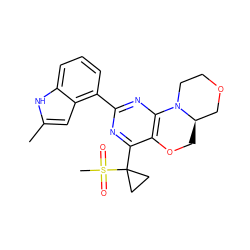 Cc1cc2c(-c3nc4c(c(C5(S(C)(=O)=O)CC5)n3)OC[C@@H]3COCCN43)cccc2[nH]1 ZINC000218253308