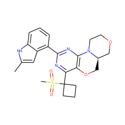 Cc1cc2c(-c3nc4c(c(C5(S(C)(=O)=O)CCC5)n3)OC[C@@H]3COCCN43)cccc2[nH]1 ZINC000218290171