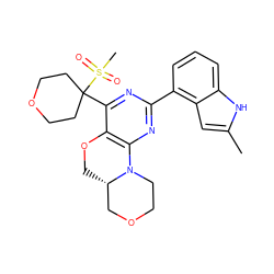 Cc1cc2c(-c3nc4c(c(C5(S(C)(=O)=O)CCOCC5)n3)OC[C@H]3COCCN43)cccc2[nH]1 ZINC000218189284