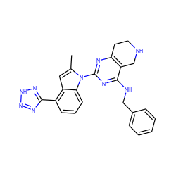 Cc1cc2c(-c3nn[nH]n3)cccc2n1-c1nc2c(c(NCc3ccccc3)n1)CNCC2 ZINC000653799612