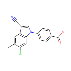 Cc1cc2c(C#N)cn(-c3ccc(C(=O)O)cc3)c2cc1Cl ZINC000202402529